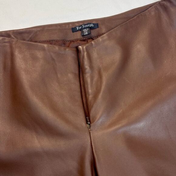 For Joseph Women’s Brown Leather Pants Size 28 High Rise Straight Leg Vtg - Picture 14 of 16